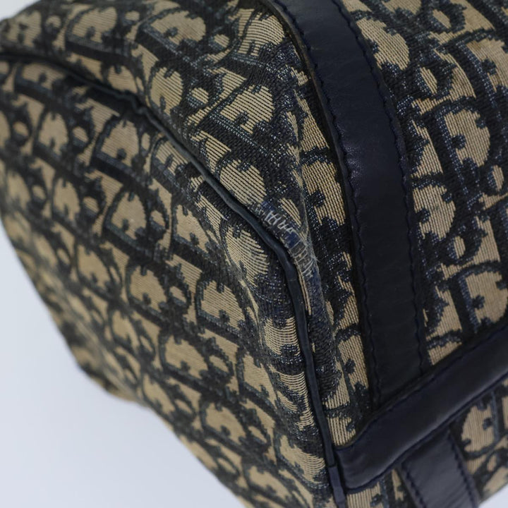 CHRISTIAN Dior Trotter Canvas Boston Bag Navy Auth 72426