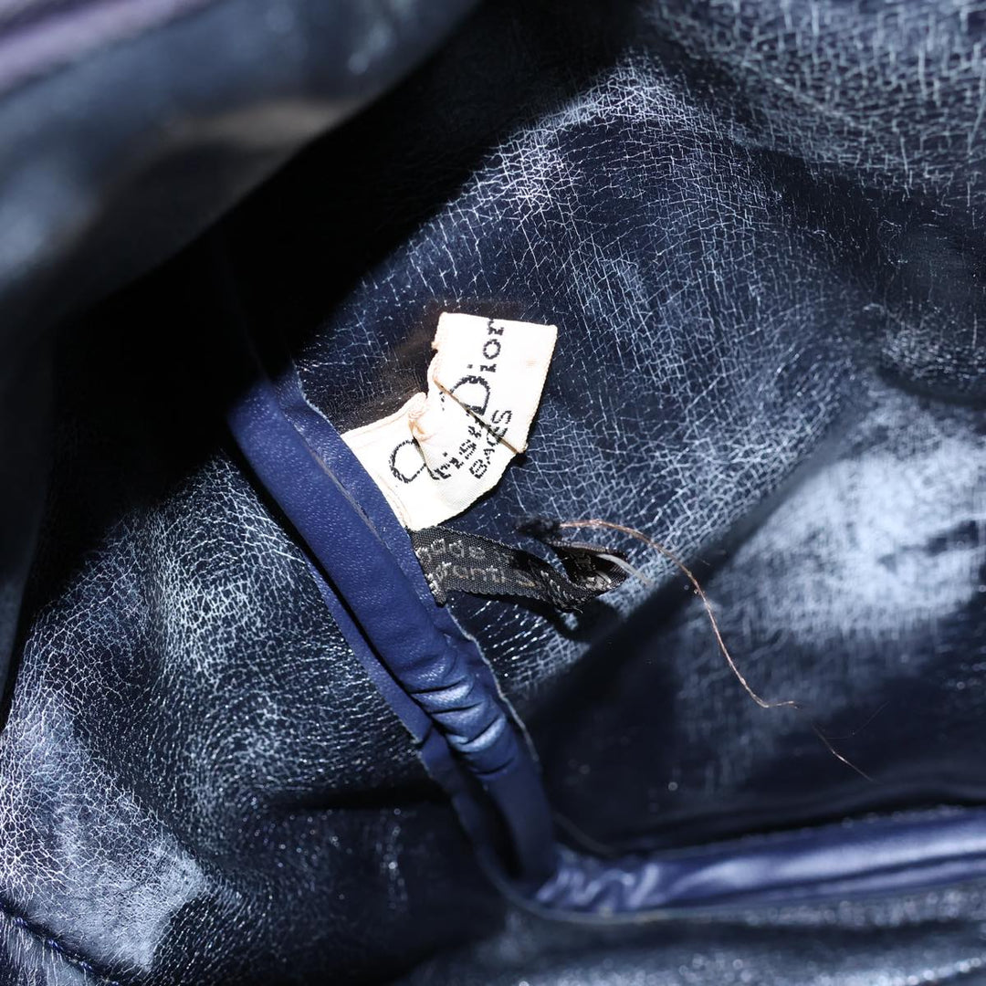 CHRISTIAN Dior Trotter Canvas Boston Bag Navy Auth 72426