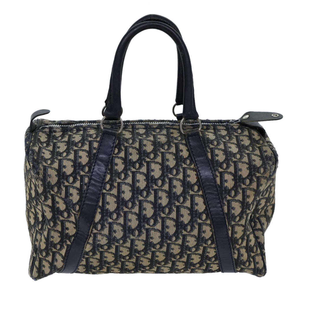 CHRISTIAN Dior Trotter Canvas Boston Bag Navy Auth 72426