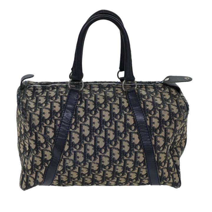 CHRISTIAN Dior Trotter Canvas Boston Bag Navy Auth 72426