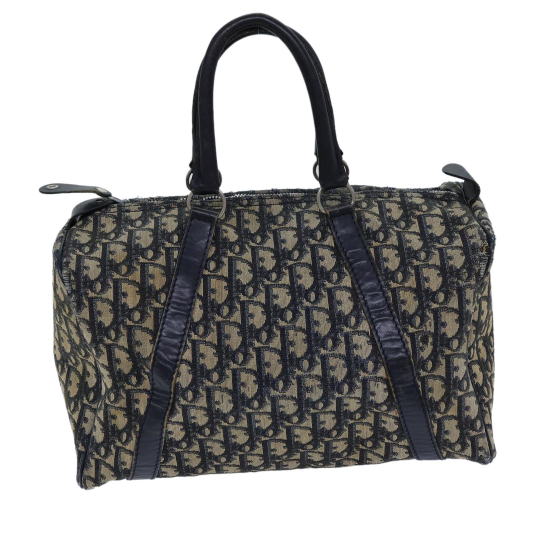 CHRISTIAN Dior Trotter Canvas Boston Bag Navy Auth 72426