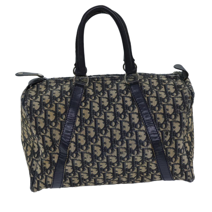 CHRISTIAN Dior Trotter Canvas Boston Bag Navy Auth 72426