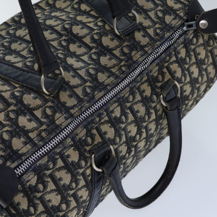 CHRISTIAN Dior Trotter Canvas Boston Bag Navy Auth 72426