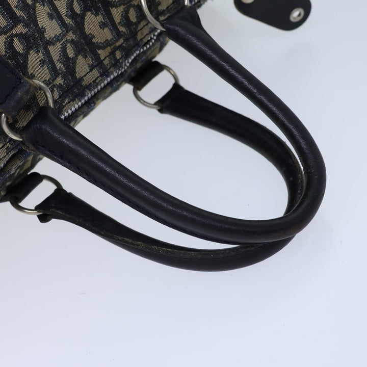 CHRISTIAN Dior Trotter Canvas Boston Bag Navy Auth 72426
