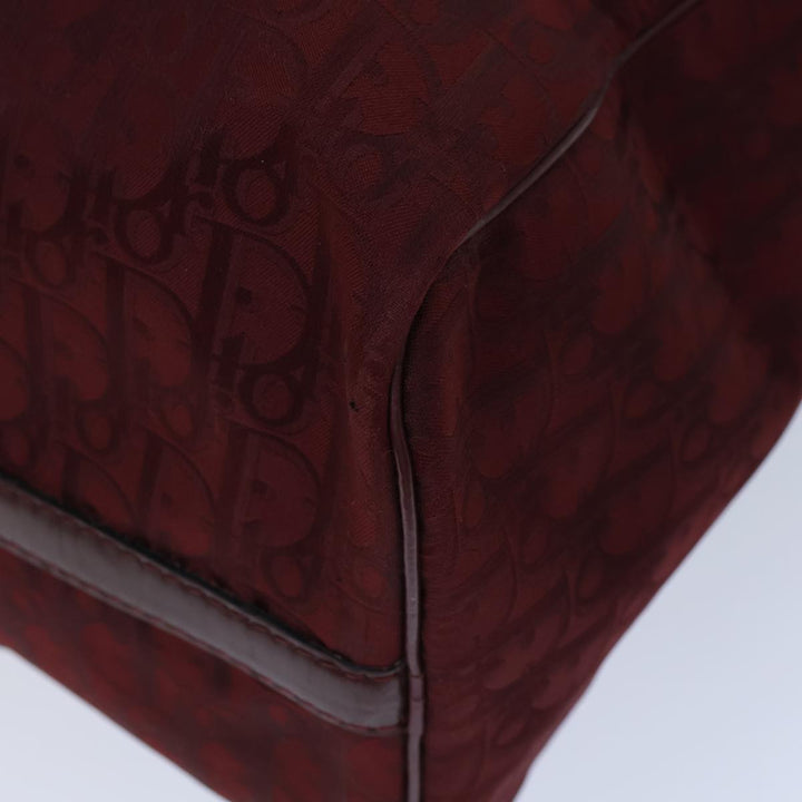 CHRISTIAN Dior Trotter Canvas Boston Bag Red Auth 72428