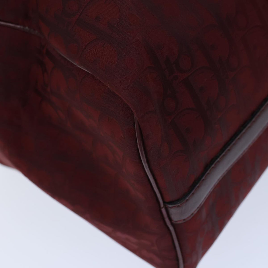CHRISTIAN Dior Trotter Canvas Boston Bag Red Auth 72428