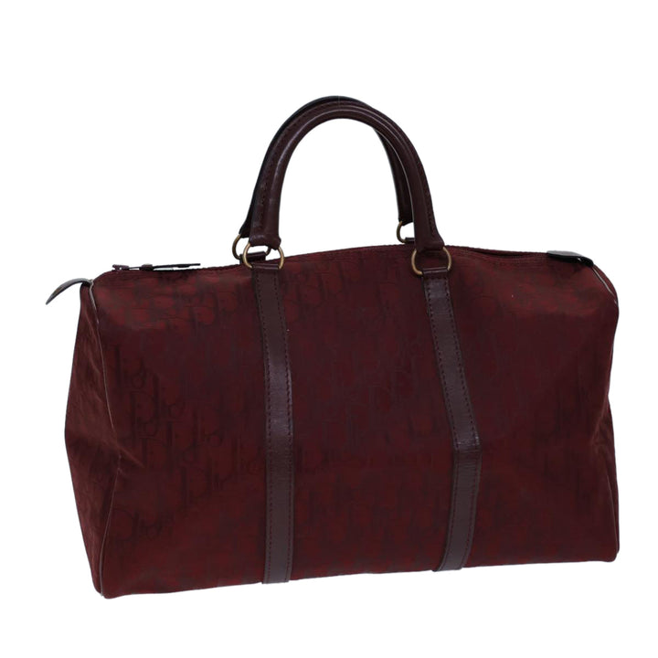 CHRISTIAN Dior Trotter Canvas Boston Bag Red Auth 72428