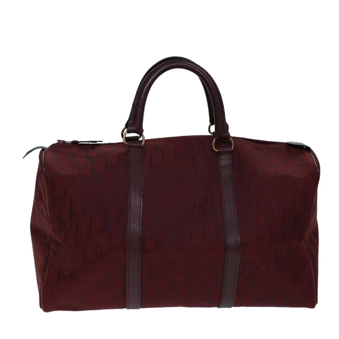 CHRISTIAN Dior Trotter Canvas Boston Bag Red Auth 72428