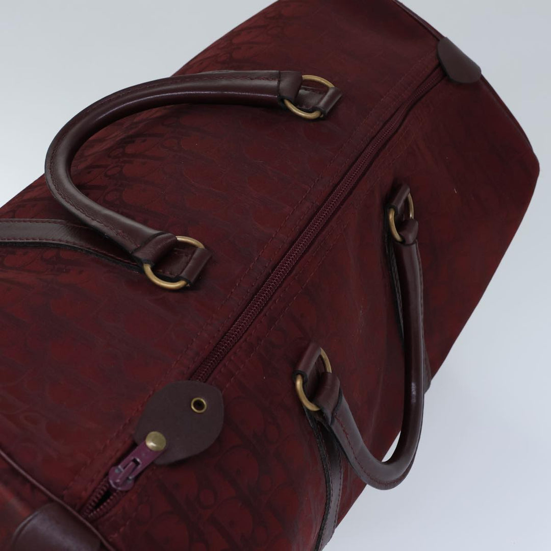 CHRISTIAN Dior Trotter Canvas Boston Bag Red Auth 72428