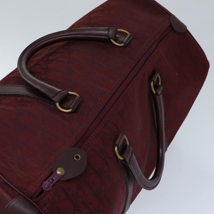 CHRISTIAN Dior Trotter Canvas Boston Bag Red Auth 72428