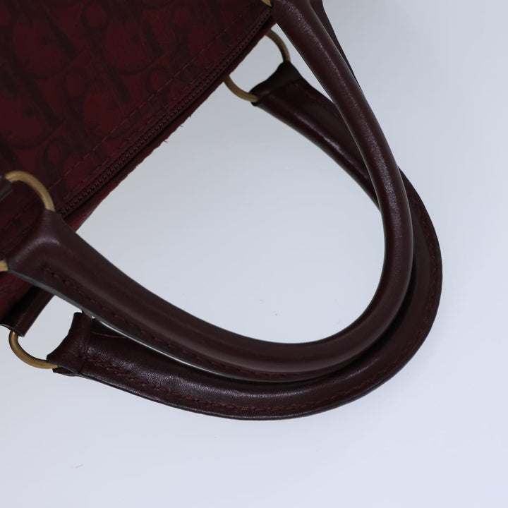 CHRISTIAN Dior Trotter Canvas Boston Bag Red Auth 72428