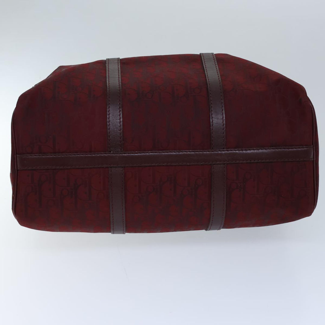 CHRISTIAN Dior Trotter Canvas Boston Bag Red Auth 72428