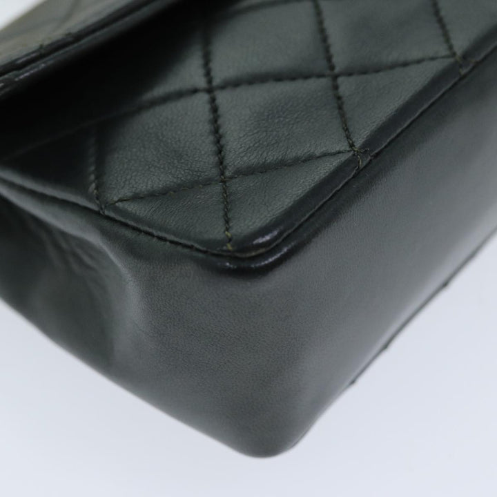 Chanel Mini Matelasse Turn Lock Chain Bag Lamb Skin Black CC Auth 72435A