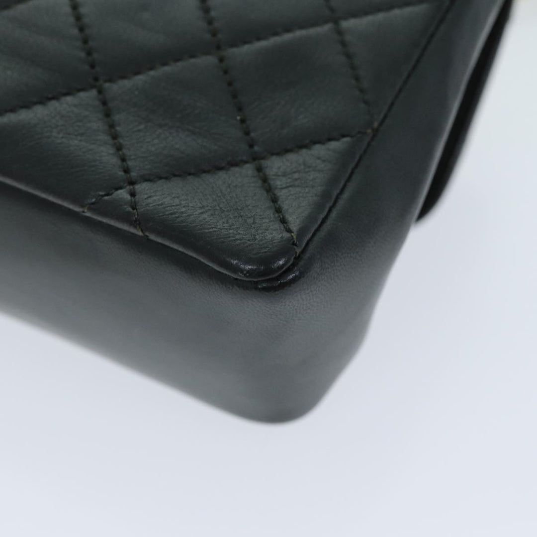 Chanel Mini Matelasse Turn Lock Chain Bag Lamb Skin Black CC Auth 72435A