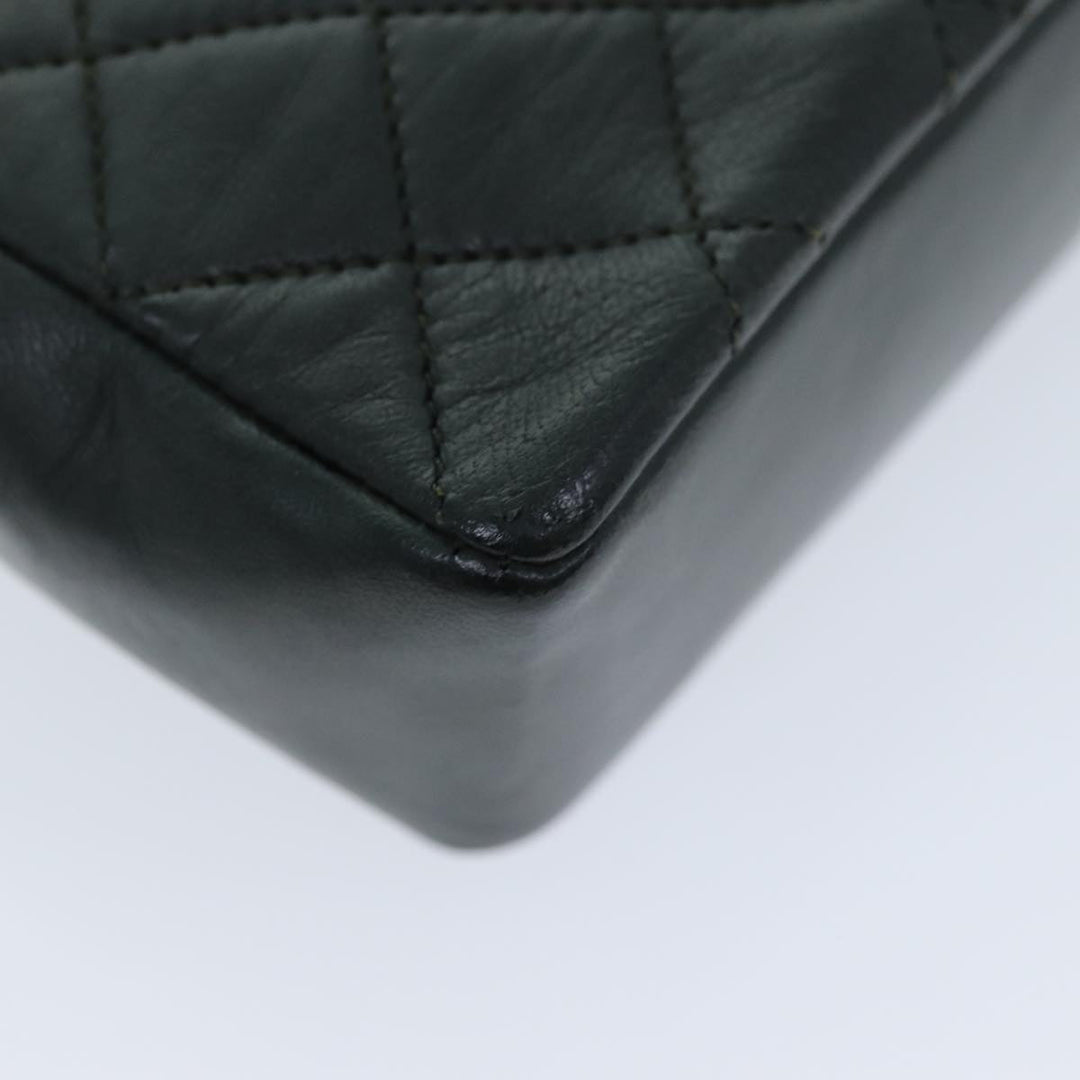 Chanel Mini Matelasse Turn Lock Chain Bag Lamb Skin Black CC Auth 72435A
