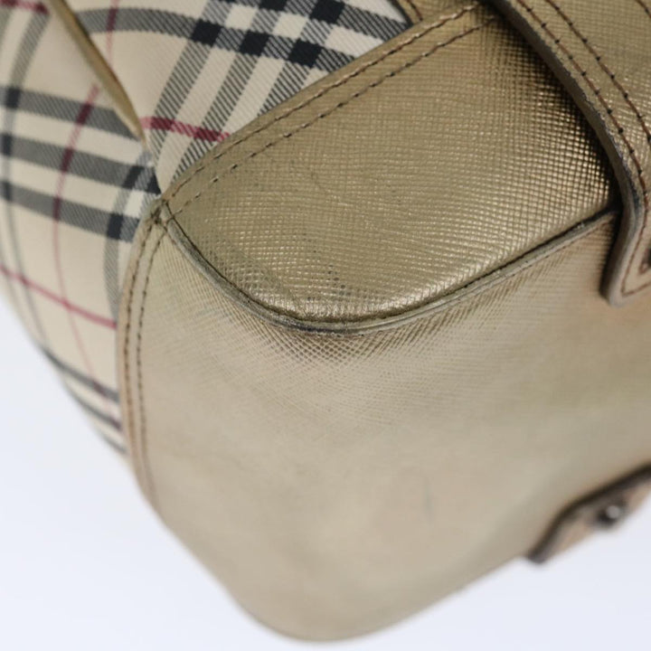 Burberry Nova Check Hand Bag Canvas Beige Auth 72466