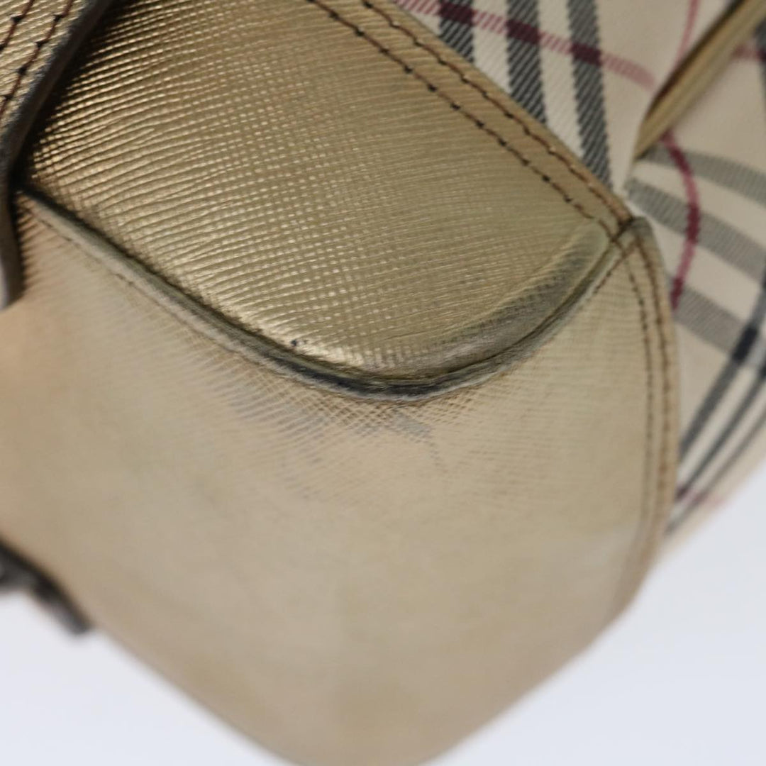 Burberry Nova Check Hand Bag Canvas Beige Auth 72466