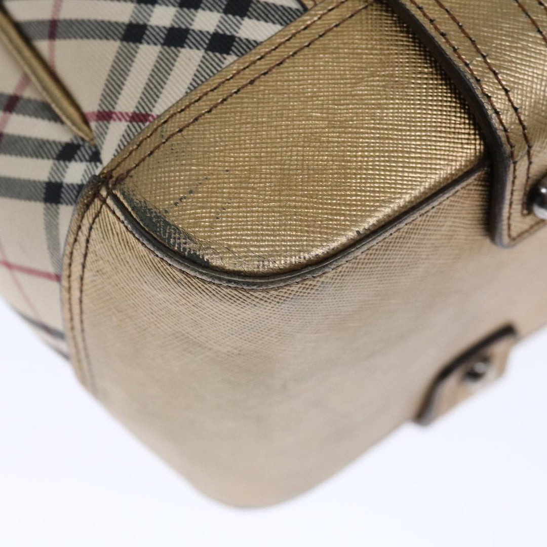 Burberry Nova Check Hand Bag Canvas Beige Auth 72466