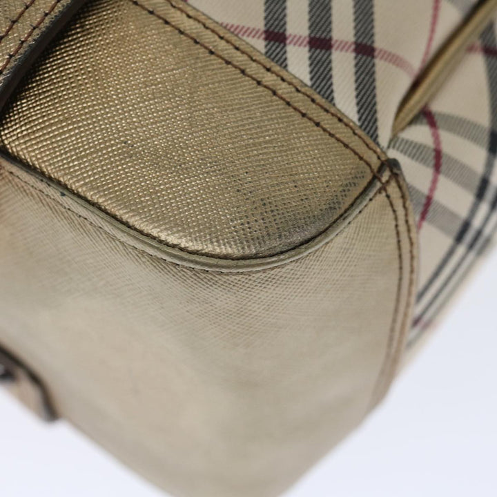Burberry Nova Check Hand Bag Canvas Beige Auth 72466