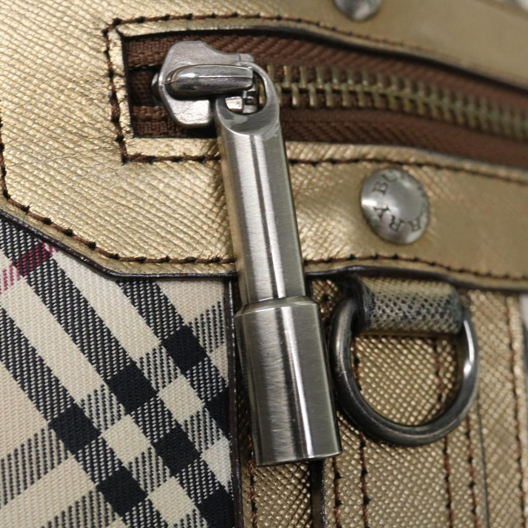 Burberry Nova Check Hand Bag Canvas Beige Auth 72466