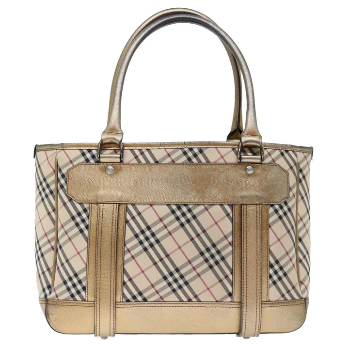 Burberry Nova Check Hand Bag Canvas Beige Auth 72466