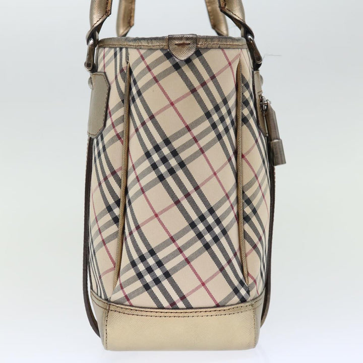 Burberry Nova Check Hand Bag Canvas Beige Auth 72466