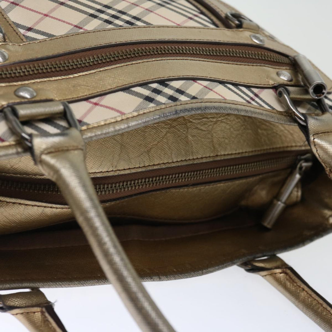 Burberry Nova Check Hand Bag Canvas Beige Auth 72466