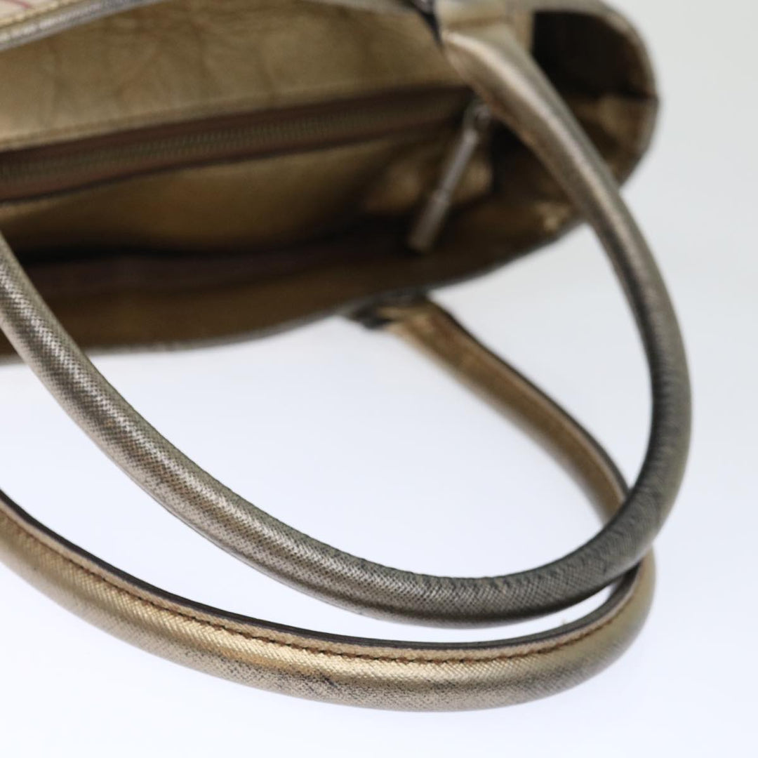 Burberry Nova Check Hand Bag Canvas Beige Auth 72466