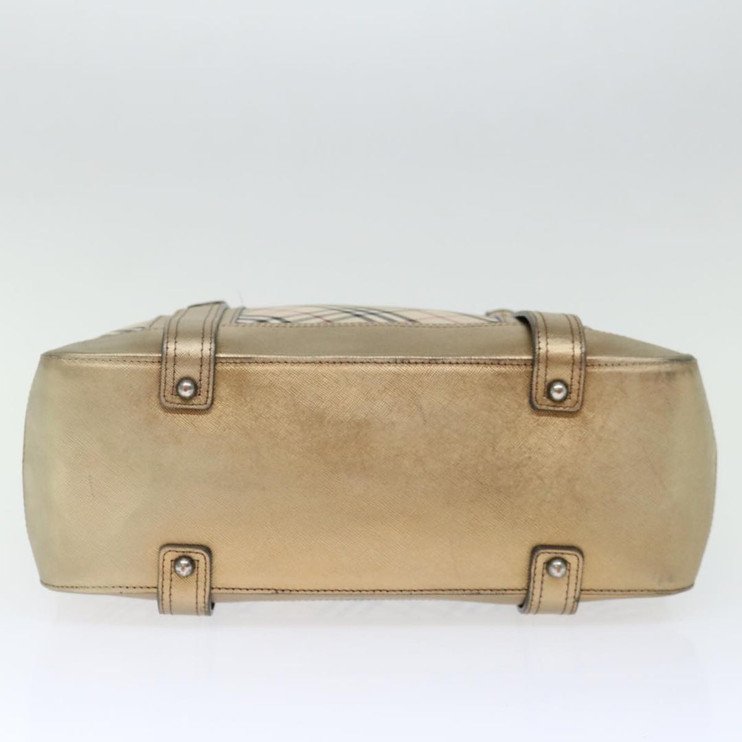 Burberry Nova Check Hand Bag Canvas Beige Auth 72466