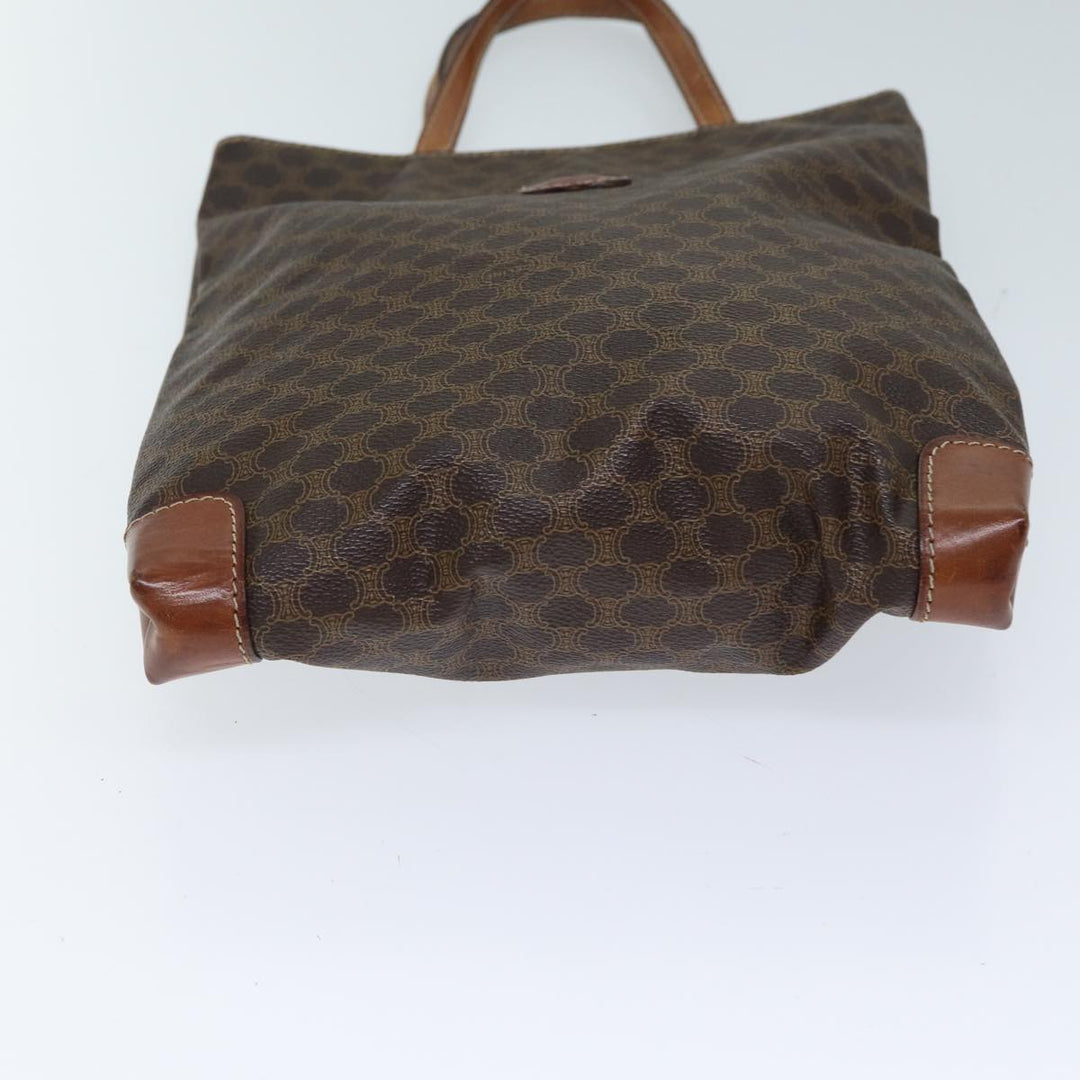 Celine Macadam Canvas Hand Bag PVC Brown Auth 72485