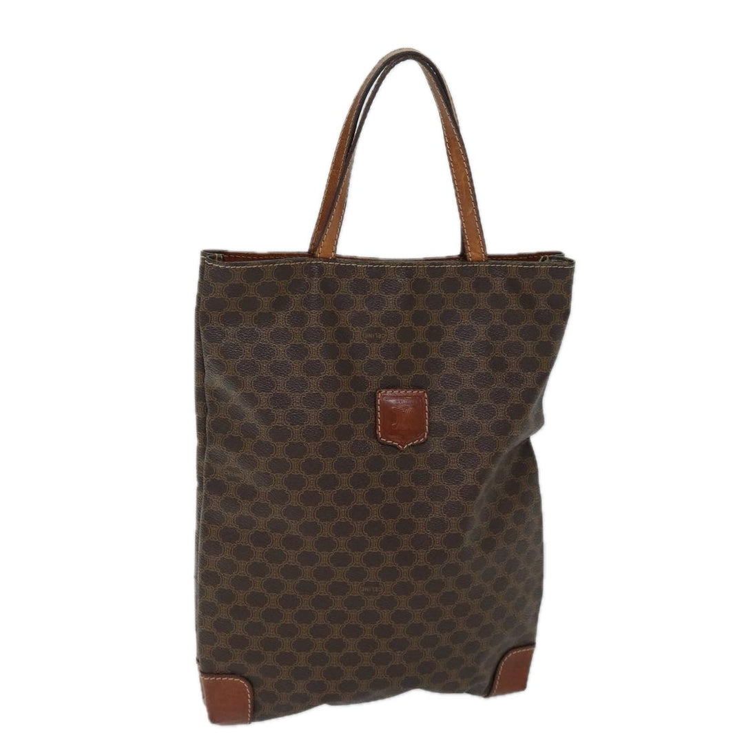 Celine Macadam Canvas Hand Bag PVC Brown Auth 72485