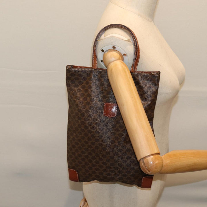 Celine Macadam Canvas Hand Bag PVC Brown Auth 72485