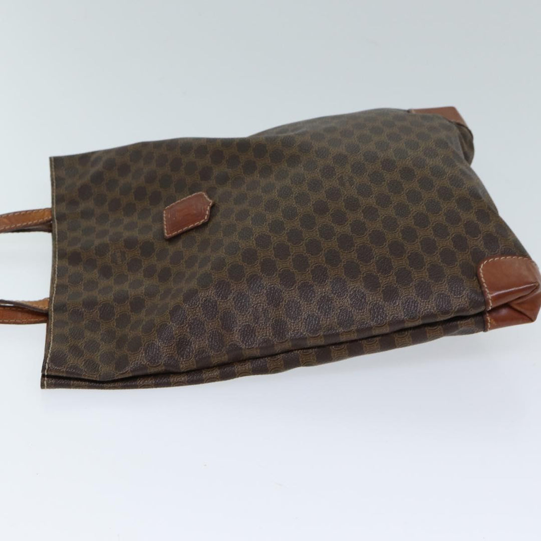 Celine Macadam Canvas Hand Bag PVC Brown Auth 72485