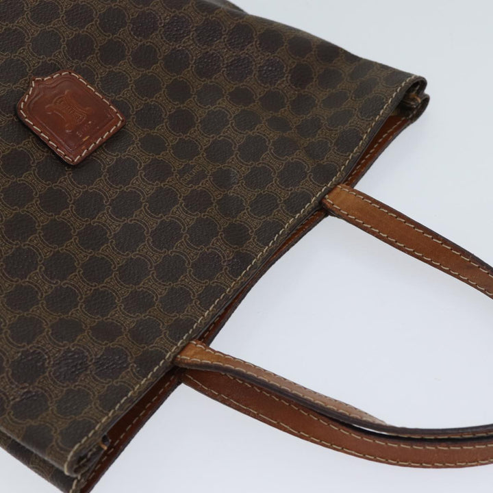 Celine Macadam Canvas Hand Bag PVC Brown Auth 72485