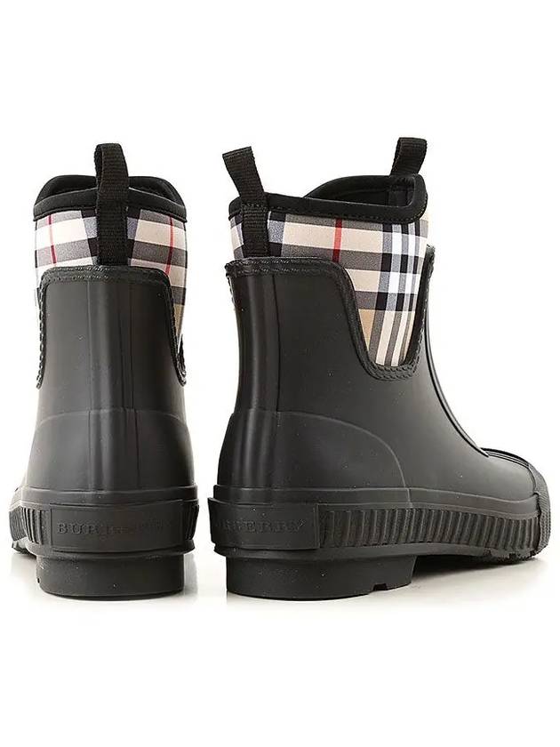 Burberry Vintage Check Neoprene Rubber Rain Boots Black Archive Beige