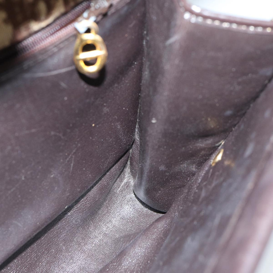 CHRISTIAN Dior Trotter Canvas Shoulder Bag Brown Auth 72497
