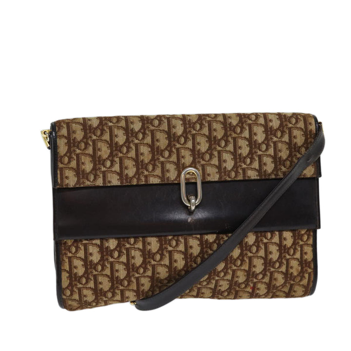 CHRISTIAN Dior Trotter Canvas Shoulder Bag Brown Auth 72497