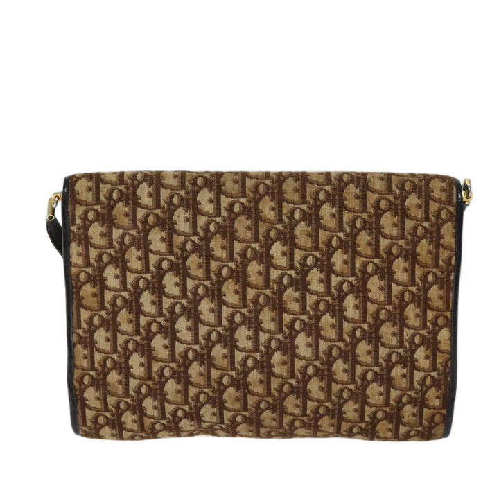 CHRISTIAN Dior Trotter Canvas Shoulder Bag Brown Auth 72497