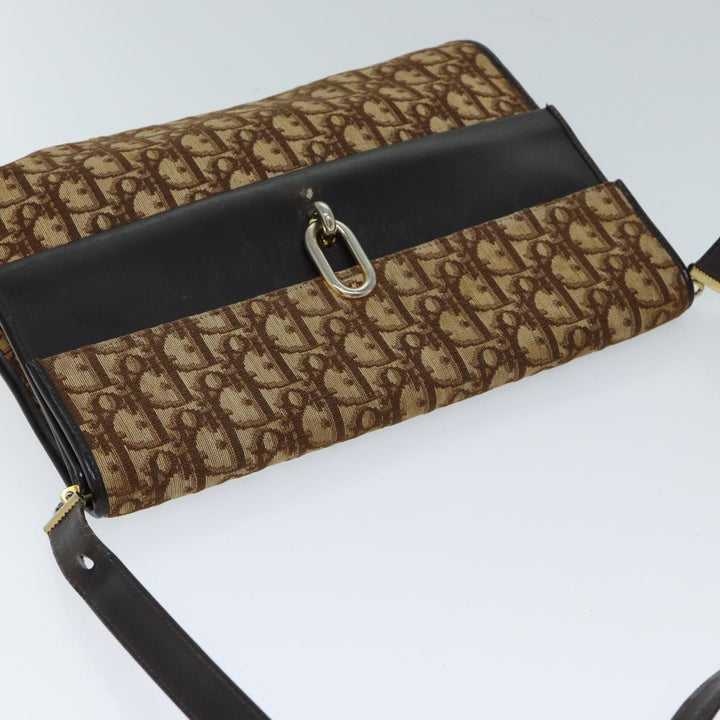 CHRISTIAN Dior Trotter Canvas Shoulder Bag Brown Auth 72497