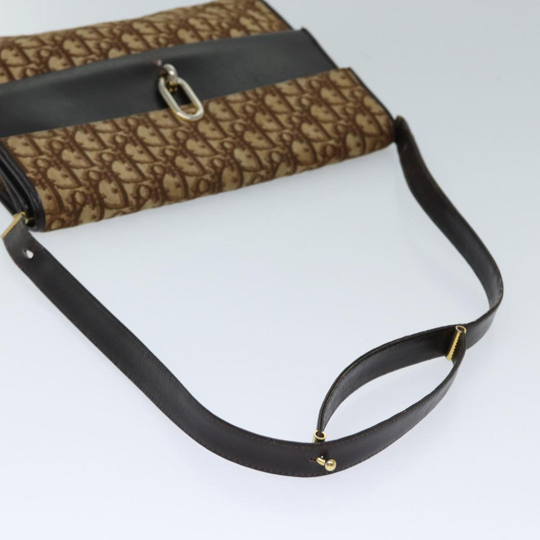 CHRISTIAN Dior Trotter Canvas Shoulder Bag Brown Auth 72497