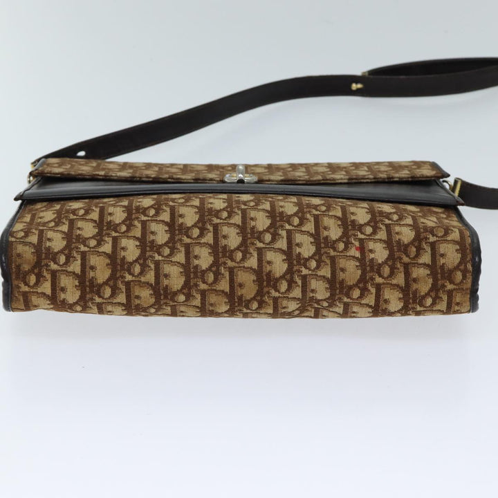 CHRISTIAN Dior Trotter Canvas Shoulder Bag Brown Auth 72497