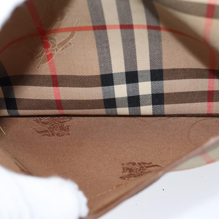 Burberry Nova Check Shoulder Bag Canvas Beige Auth 72502