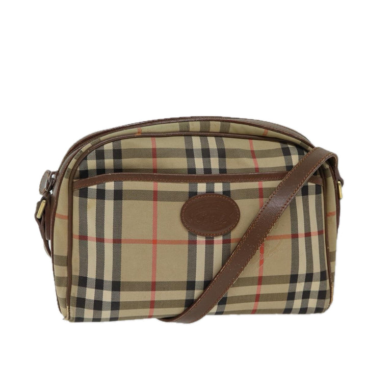 Burberry Nova Check Shoulder Bag Canvas Beige Auth 72502