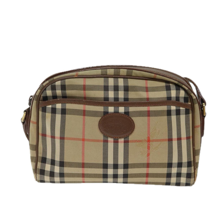 Burberry Nova Check Shoulder Bag Canvas Beige Auth 72502