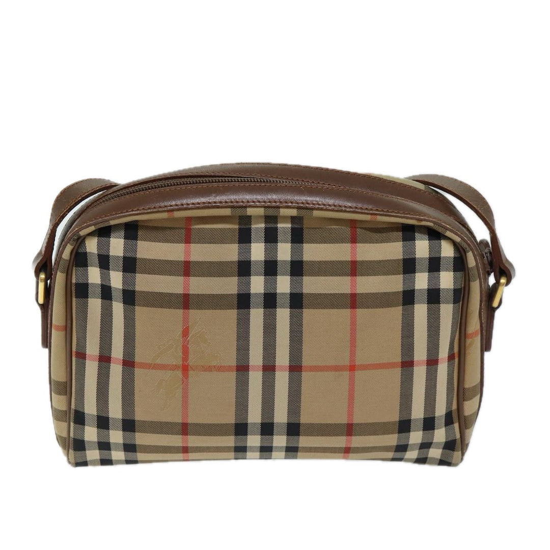 Burberry Nova Check Shoulder Bag Canvas Beige Auth 72502