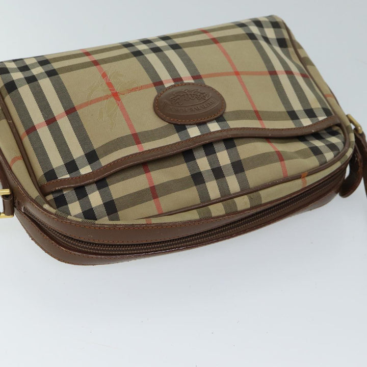 Burberry Nova Check Shoulder Bag Canvas Beige Auth 72502