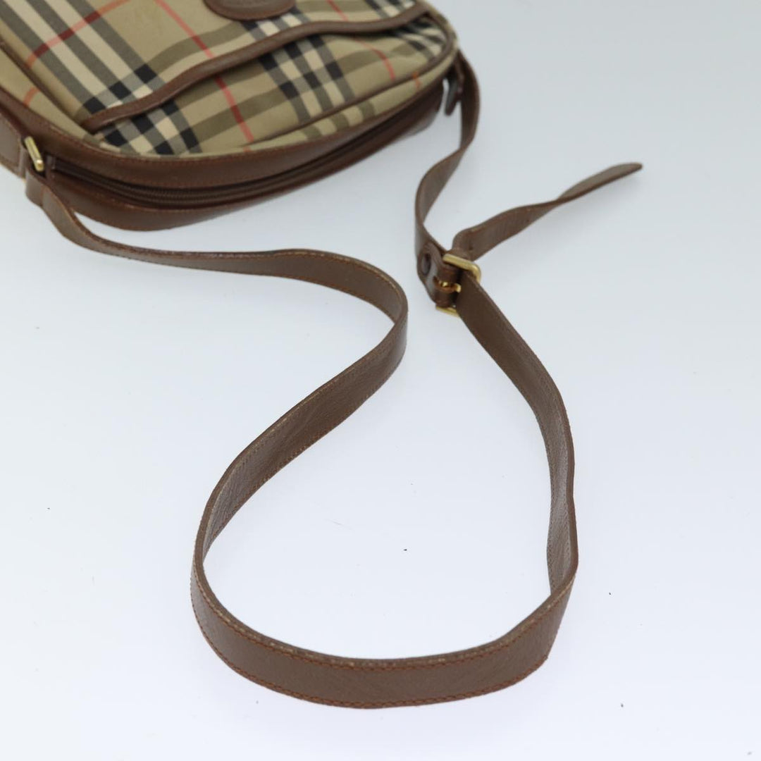 Burberry Nova Check Shoulder Bag Canvas Beige Auth 72502