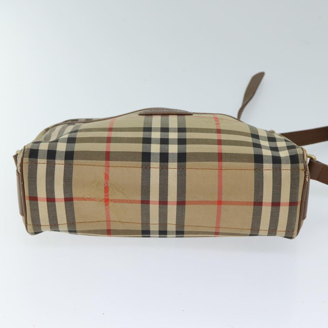 Burberry Nova Check Shoulder Bag Canvas Beige Auth 72502