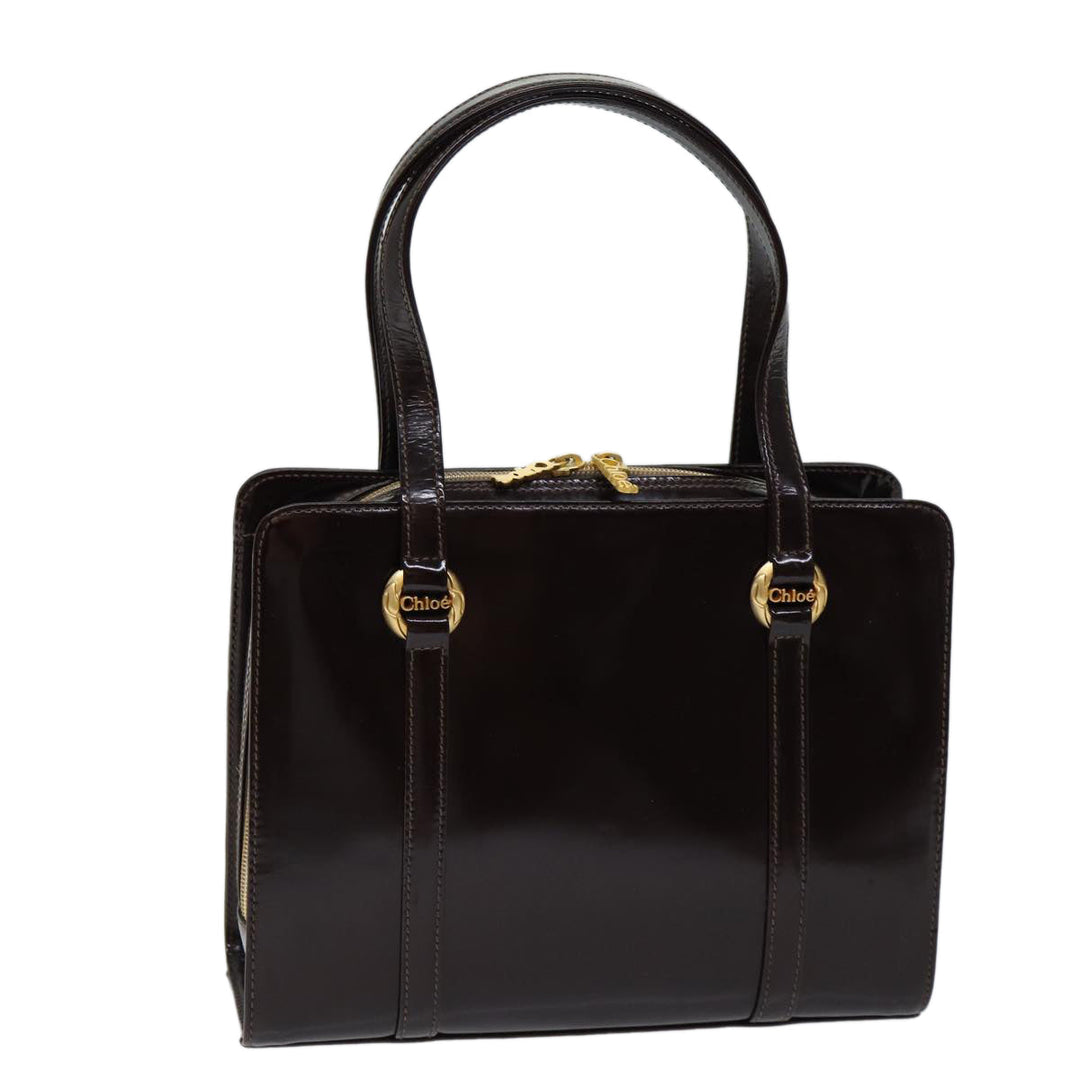 Chloe Hand Bag Enamel Brown 72577
