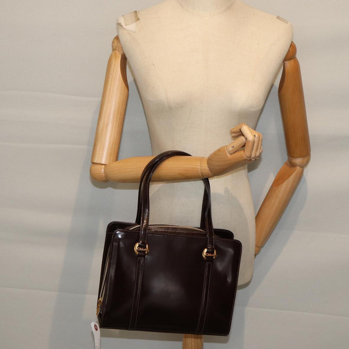 Chloe Hand Bag Enamel Brown 72577
